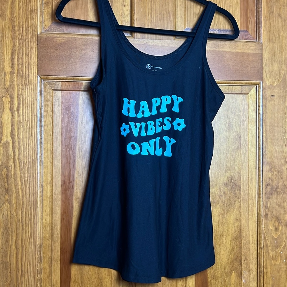 Women’s Size Large No Boundaries Good Vibes Only Black Tank